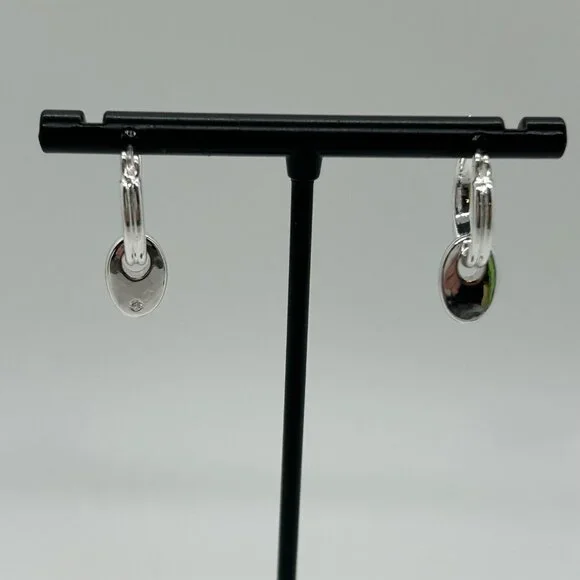 Chaps Silver-Tone Double Hoop Earrings With Dangling Oval Accents For Women - Picture 11 of 14